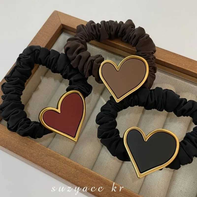 3Pcs/set Simple and High-end Hair Tie Feminine Temperament Sweet Hair ElasticHeart-shaped Rubber Band Headband Hair Accessory Y250711