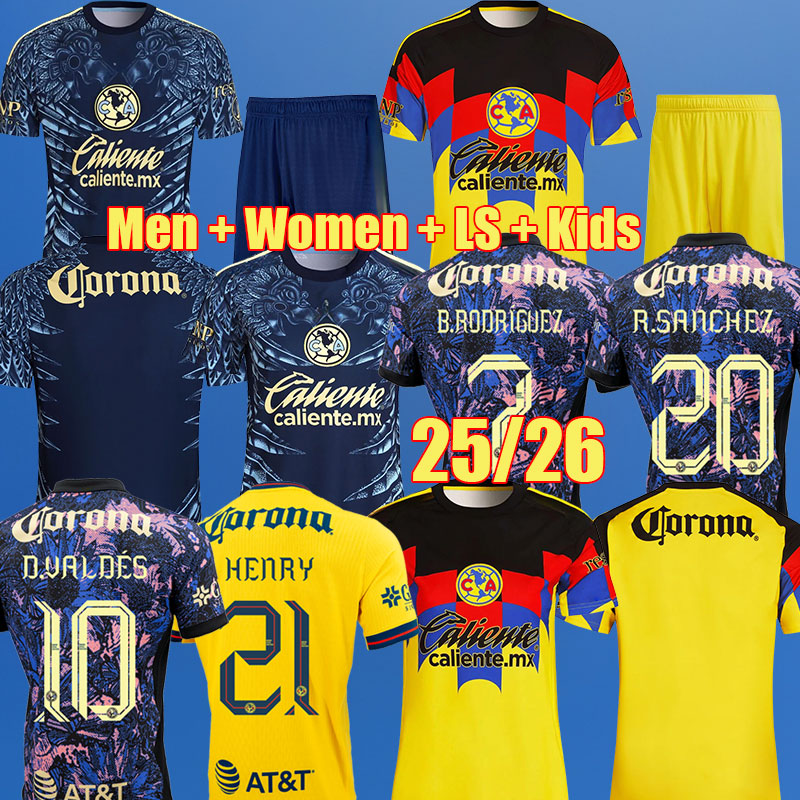 2025 Club America Soccer Jerseys HENRY B RODRIGUEZ TRICAMPEON Patch Patches AGUIRRE America FIDALGO DAVILA 25 26 CA Slim Player Version J DOS SANTOS Foot jersey kids