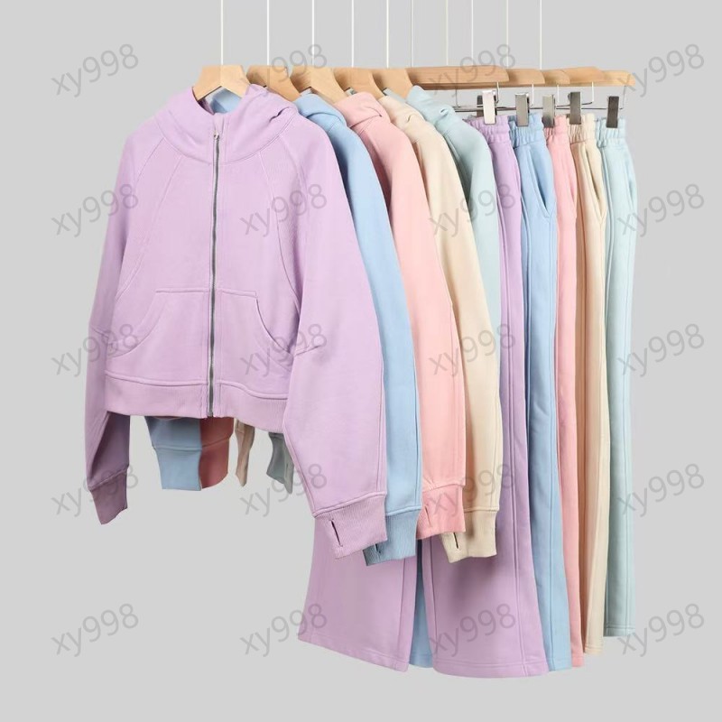 Women's Yoga Full Pull Hoodie Pants Set Half Zipper Women's Autumn/Winter Plus Velvet Thick Jacket Hoodie Sports Circle Sweater Loose Sportswear