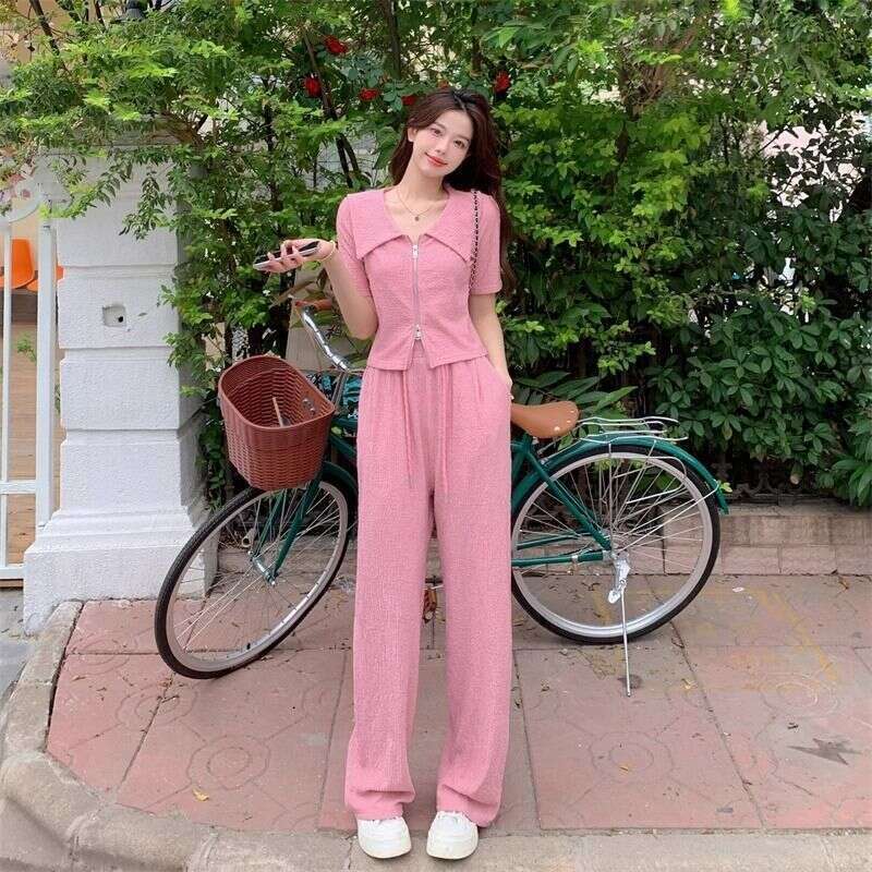 Petite Outfit Sports Casual For Women Autumn New Slimming Hooded Sweatshirt Wide-Leg Pants Two-Piece Set B5