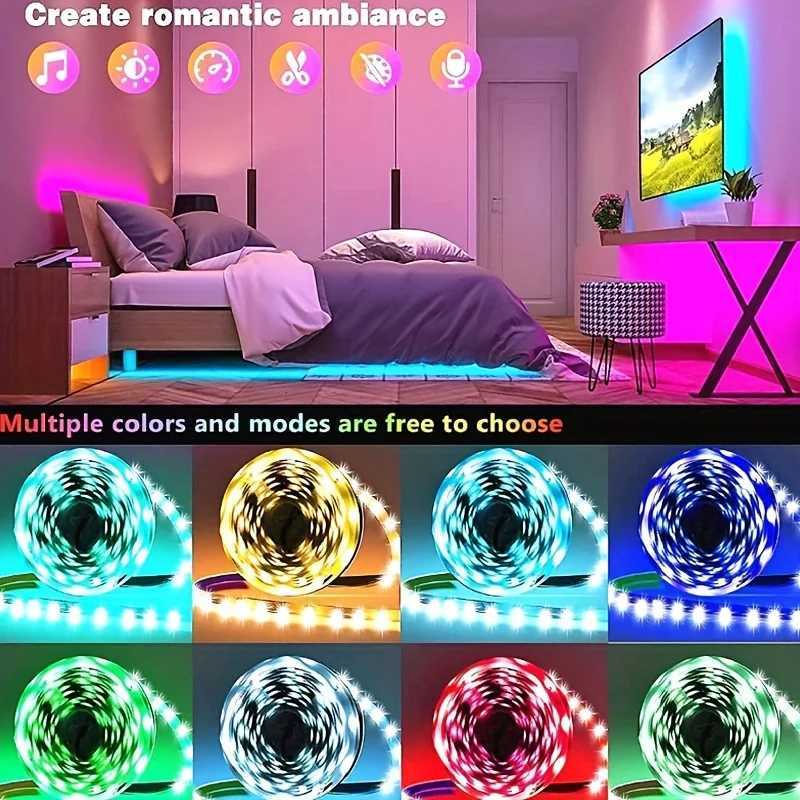 3.28FT-98FT LED Strip Lights RGB 5050 Infrared 44 Key Controller Sync Color Changing Luminous LED String for Garden Home Decor XJ250710