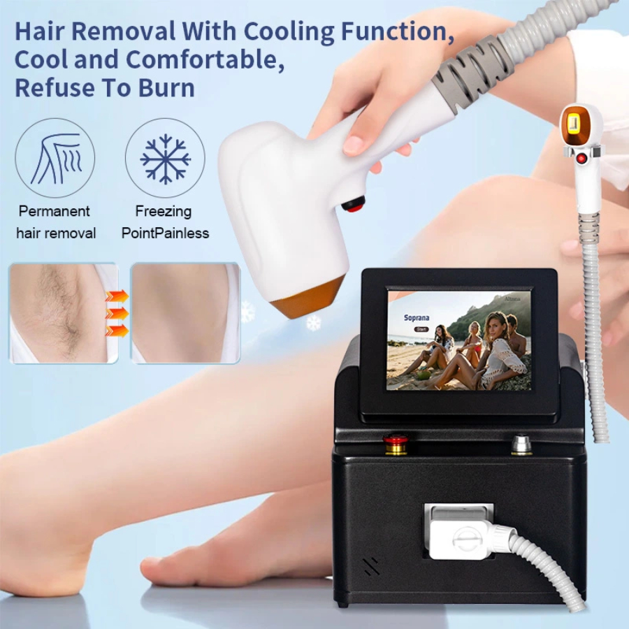 Diode Laser755 808 1064NM Multi Wavelengths Hair Removal Machine Cooling Head Painless Laser Epilator Face Body Hair Removal
