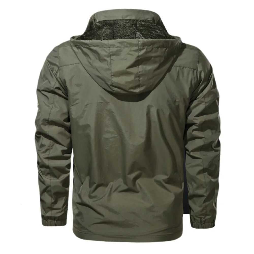 Windbreaker Men Tactical Jacket Waterproof Outdoor Hooded Coat Sports Military Field Climbing Thin Outerwear Streetwear Coat W250711