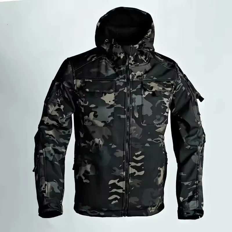 New Autumn Winter Tactical Jackets Men Military Soft Shell Waterproof Windproof Hooded Jacket Outdoor Functional Multi-pockets W250711