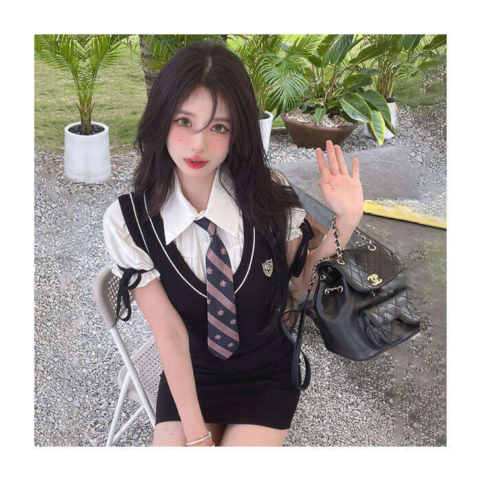 College Fake Two-Piece For Women Winter New Pure Desire Style Mid-Length Slim Fit Bodycon Dress B5