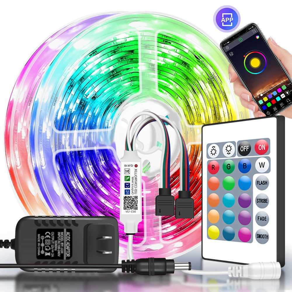 Led Lights for Bedroom 5050 RGB Strip Music Sync Color Changing With Remote and App Control Strips Room Home TV Party DecorationXJ250710