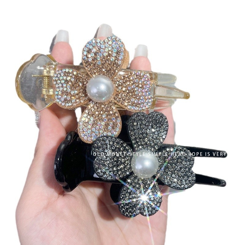 Large Bun Hair Clip with Rhinestone Flower for Women Back of Head Fixing Year Hair Clip Shark Clip Summer Hairpin 250711
