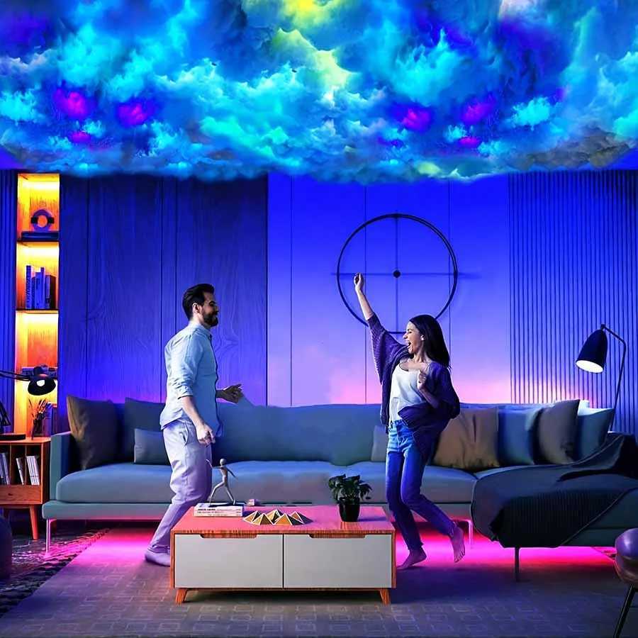 3D LED Lightning Cloud Light Strip 9.8FT USB Plug Remote Control Dimmable Colorful Atmosphere Bedroom Decoration Night LightXJ250710