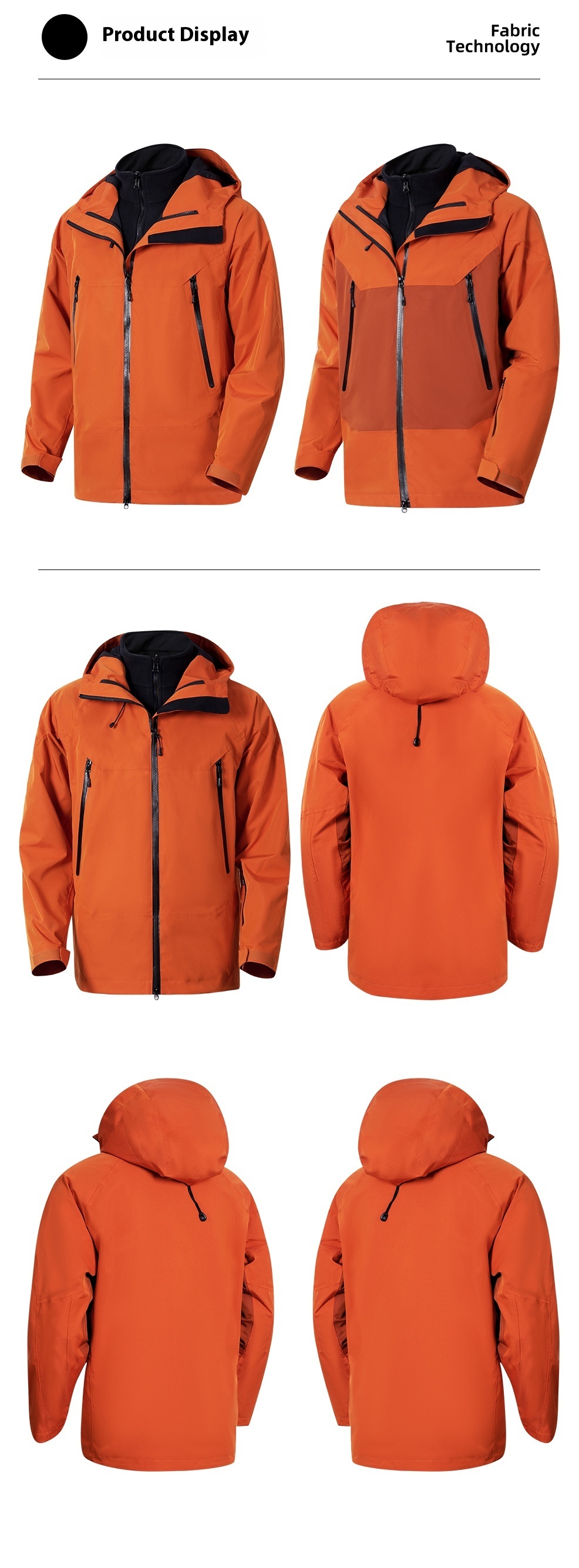 SUJIE Outdoor Waterproof Windproof Jacket for Men & Women - Three-in-One Detachable Mountain Travel Coat