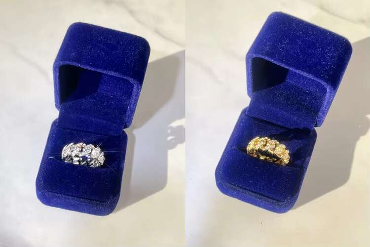 RTS Cuban Ring White/yellow Gold Plated S925 Silver Single Rows Hip Hop Rings Moissanite Diamond Mens Ring