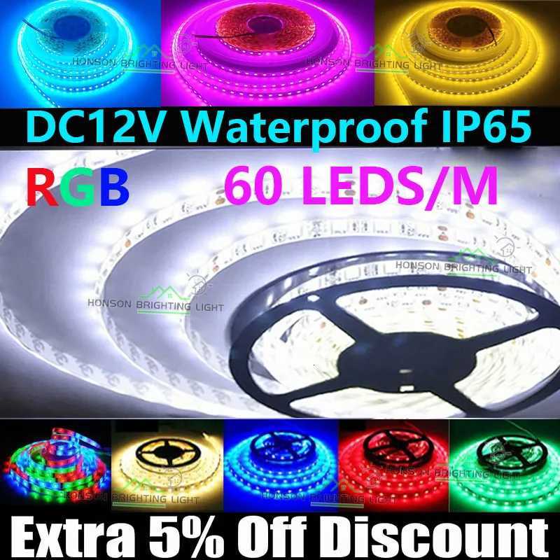 1/2/3/4/5M IP65 Waterproof LED Strip Light DC12V 60Leds/M Flexible Bar Light Home Decoration Lighting SMD 3528 5050 5630 5730 XJ250710