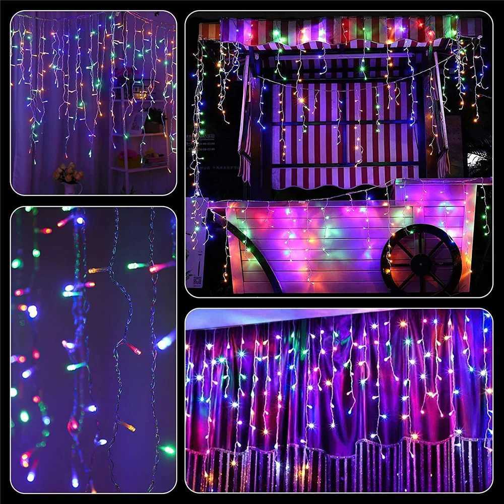 Solar Street Garden Decoration Garland Solar Curtain Icicle Light Outdoor LED String Lights 3.5m/7.5m Waterproof Curtain Light XJ250710