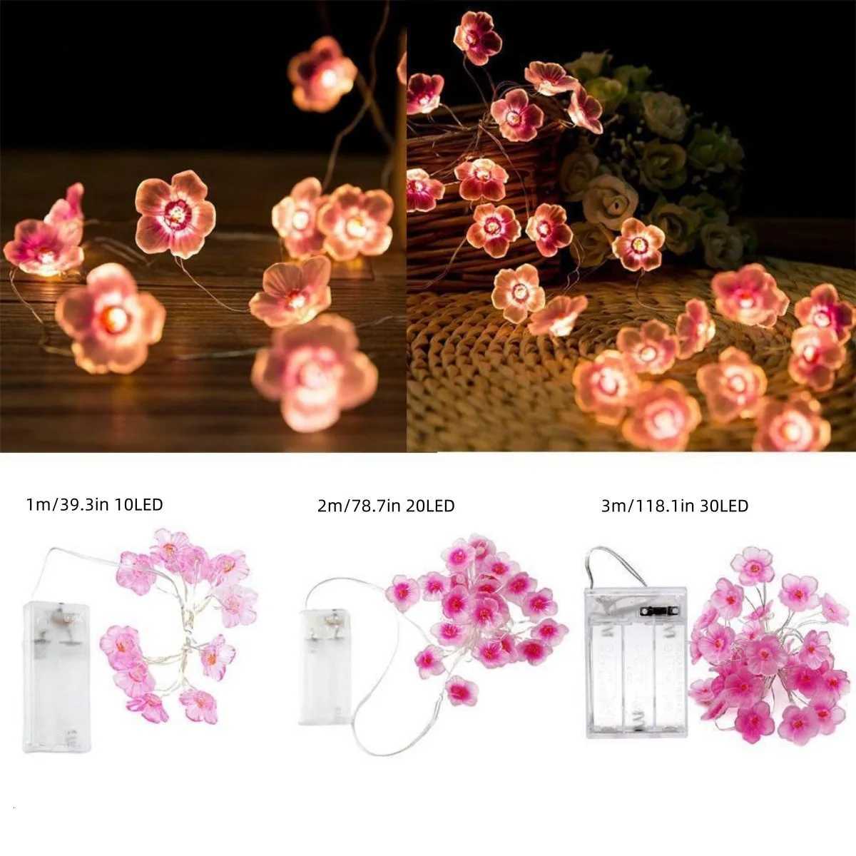 1PC 10/20/30 LED Cherry Blossom Fairy Lights Pink Flower Atmosphere String Lights Battery Operated Outdoor Indoor Decorative XJ250710