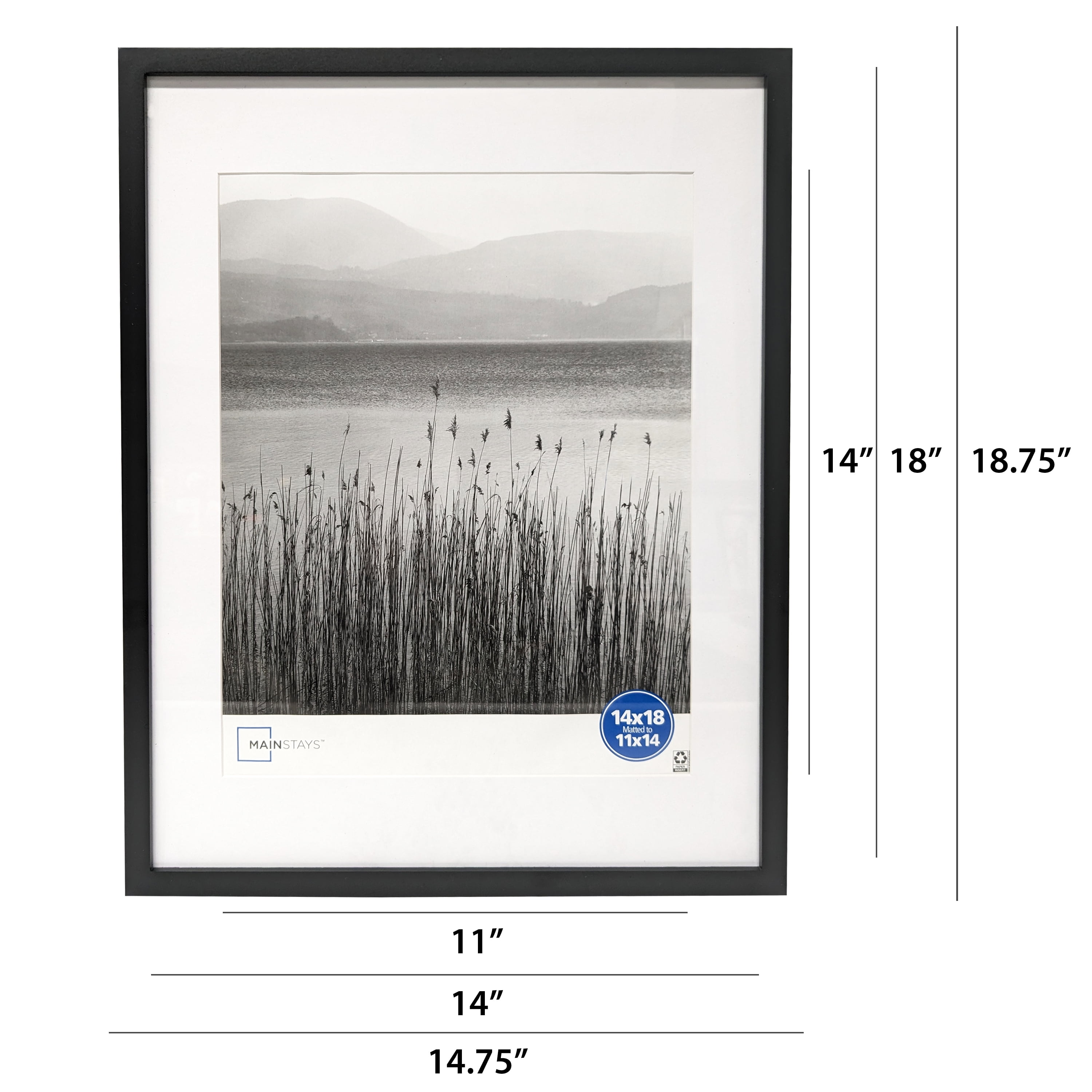 14x18 Matted to 11x14 inch Black 0.5 Gallery Wall Picture Frame2 pack H260306