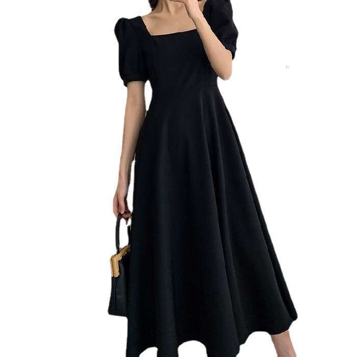 Summer New Ins Tea Break Elegant Off-Shoulder Knee-Length Hepburn Style Plus Size Little Black Dress B5