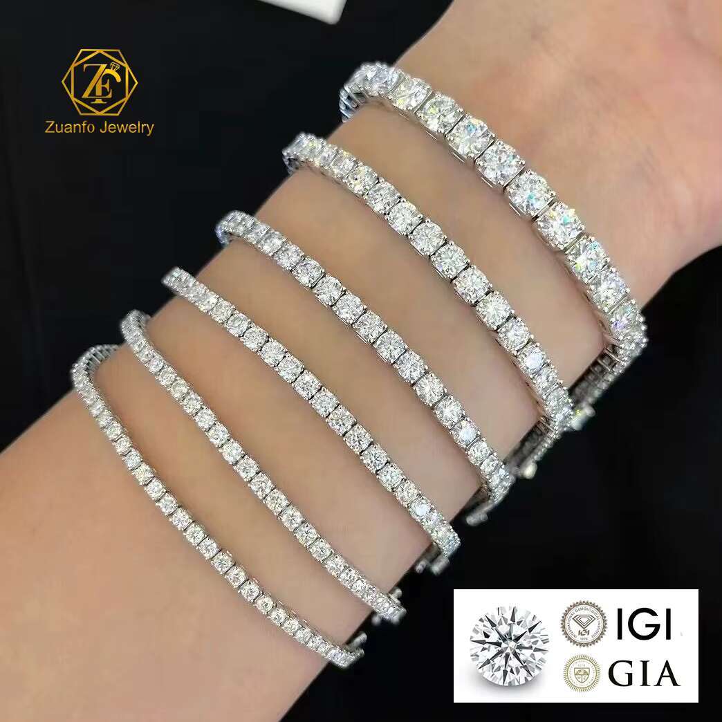 Real Gold Cvd HPHT Lab Grown Diamond Tennis Bracelet Bangle 18K 14K White Gold 2mm 3mm 4mm 5mm Igi Certificate for Women