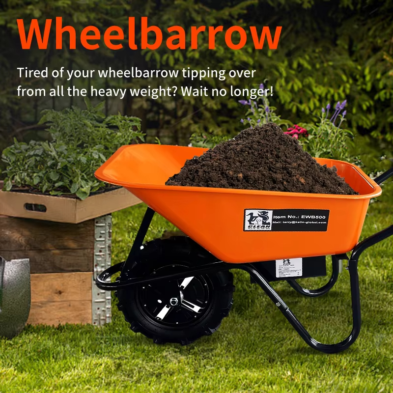 330 lbs Electric Battery Powered Wheelbarrow Dump Cart Handcart Wheel Up to 8 Hours Running Chargeable Battery