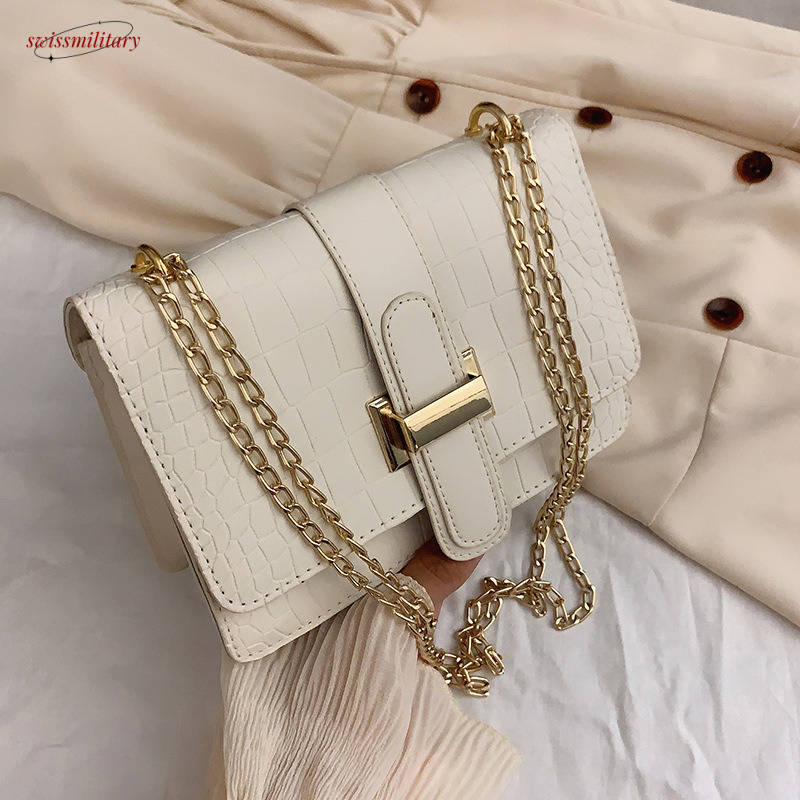 Women's Shoulder Stone Pattern Crossbody 2022 Spring New Embossed Solid Color Small Square Bag swissmilitary