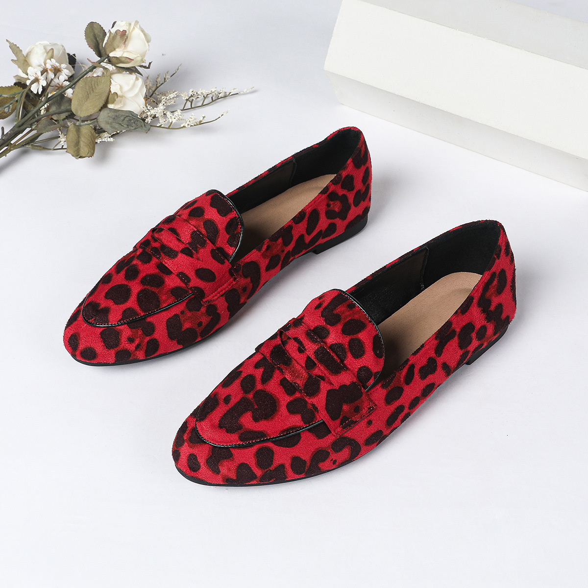Free shipping designer shoes Women Shoes Large Size Women Shoes 3545 Spring and Autumn Round Toe Flat Leopard Print Single Shoes NonSlip Large Sole he