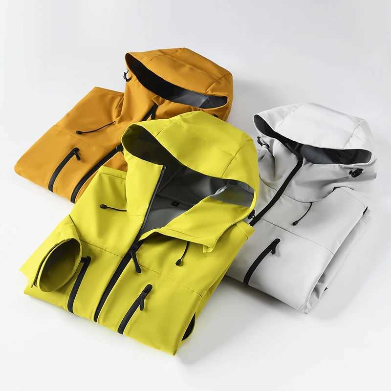 100% Unisex Waterproof Windbreaker Jacket - Single-Layer Raincoat for Hiking Camping - Certified Moderate Rain Protection W250711