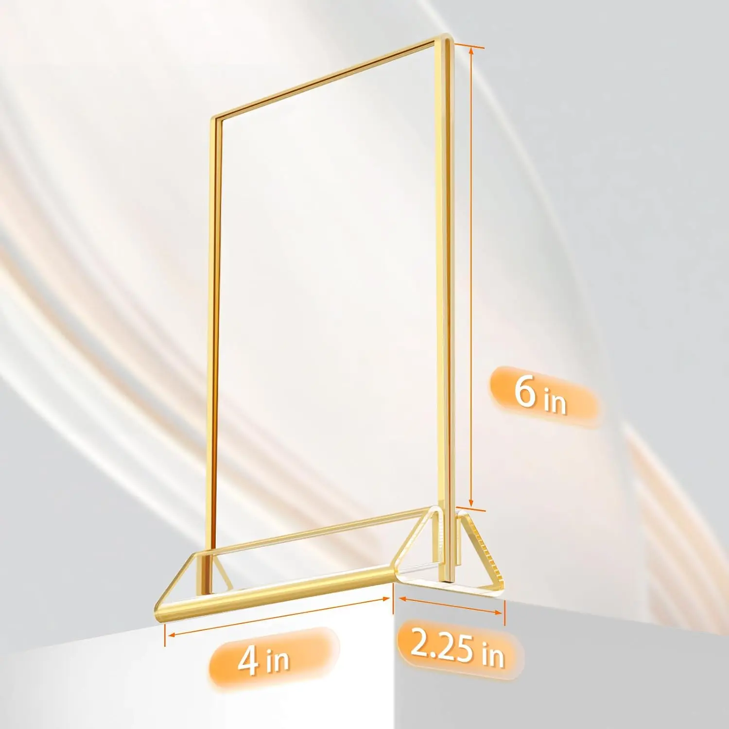 Acrylic gold triangle table, card horizontal and vertical double-sided photo frame, display rack transparent H260306