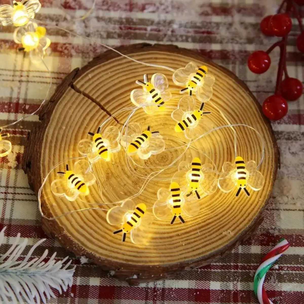 Bee Flower Lights Battery Operated Bee String Lights For Bedroom Plants Patios Party Wedding Xmas Decorative String LightsXJ250710