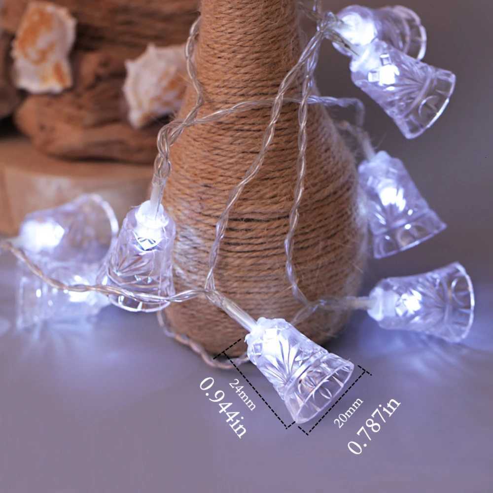 Led Christmas Lights Mini Bells Garland 1.5m 3m 6m Fairy String Lights Battery Operated Christmas Party Tree Decoration For Home XJ250710