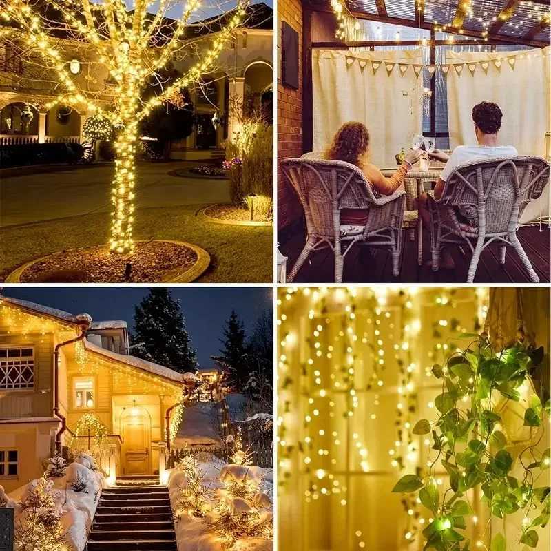 8 Modes Waterproof Solar Garden Lights String Lights with Wire for Patio Yard Trees Christmas Party XJ250710