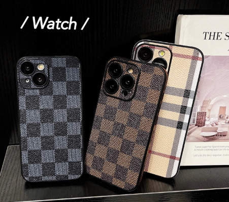 phone case, grid, trendy leather, suitable for all-inclusive protective case, men's and women's high-end checkerboard 250711
