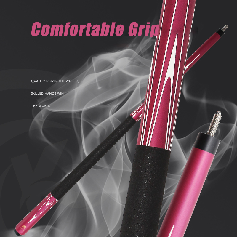 OKHEALING 1/2 Split Pool Cue Billiard Stick Red Glass Fiber Billiard Cue 12.9mm Black Pigskin Tip 5/16*18 Joint Length 1474mm/58inch Weight Adjust 19-
