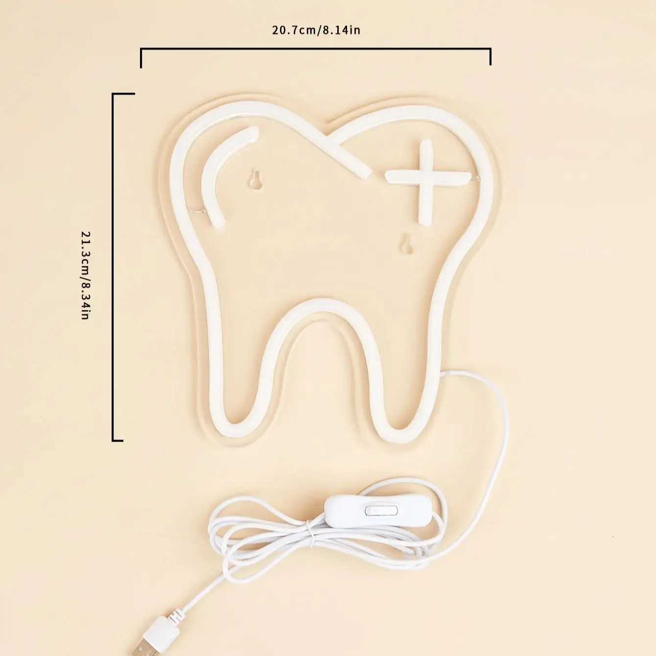 Chi-Buy LED Neon Tooth USB Powered Neon Signs Night Light 3D Wall Art Game Room Bedroom Party Decor Lamp SignsXJ250710