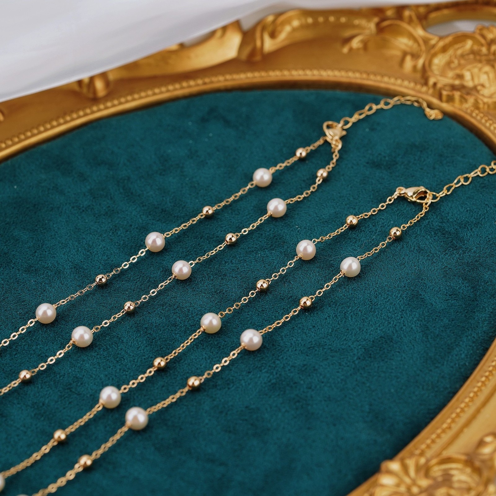 Freshwater Pearl 5.5-6mm Near Perfect Round Almost Strong Luster Starry Sky Necklace Collarbone Chain Adjustable 14k230831