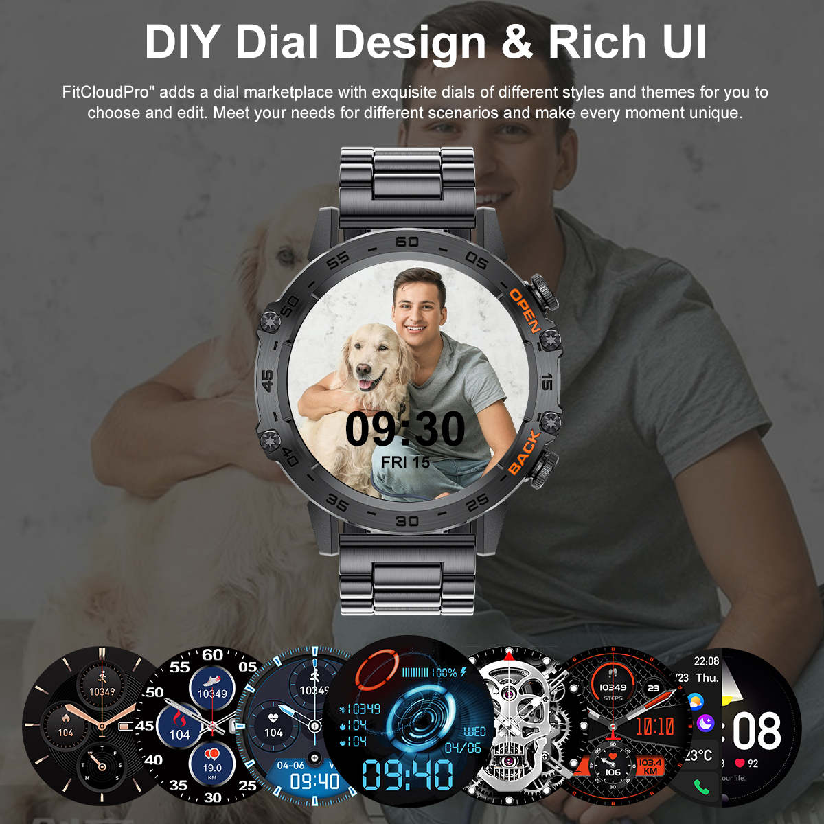 LIGE Smart watch Wireless call, music control, multi-functional waterproof watch, multiple sports modes, blood pressure and blood oxygen monitoring