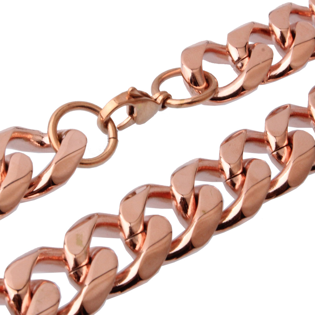 10-19mm Solid Stainless Steel Cuban Chain Necklace Rose Gold Plated Mens Jewelry