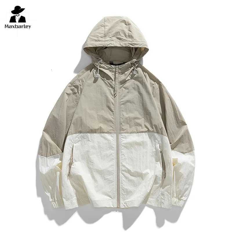Gorpcore Hooded Windbreaker Men Women Lightweight Breathable UV Sunscreen Skin Coat Summer Colorblock Mountaineering Jacket W250711