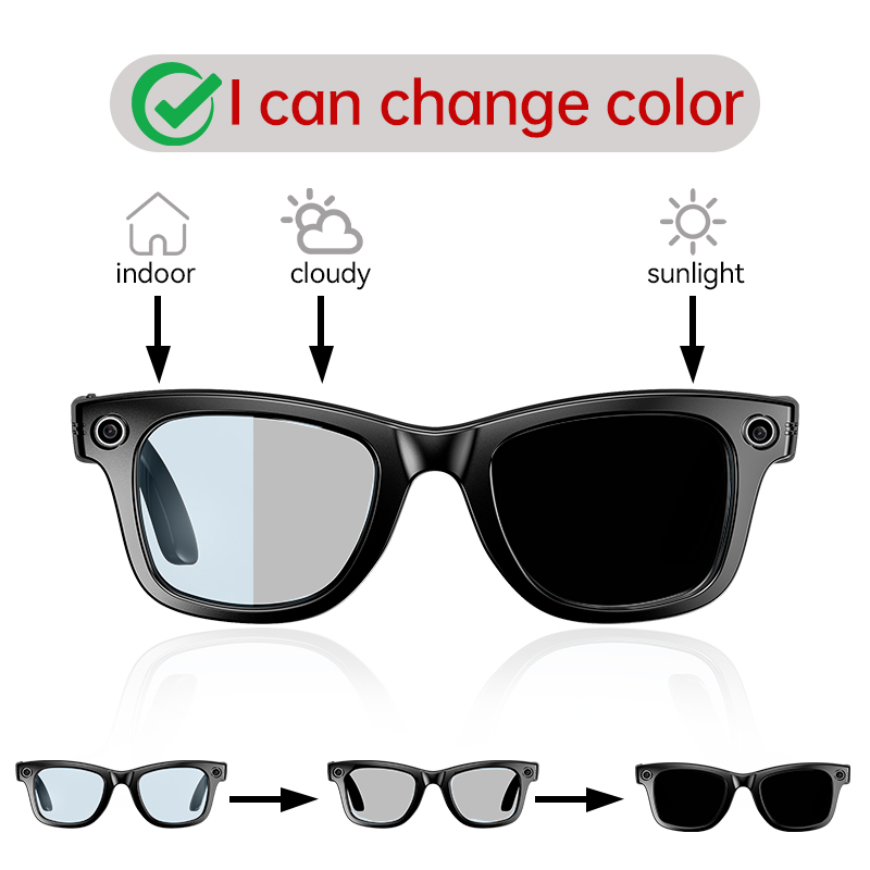 LIGE Camera Smart Sunglasses Video Recording AI Photo Recognition Eyeglasses Wireless Call Glasses Sports Headphones AI smart glasses Touch control