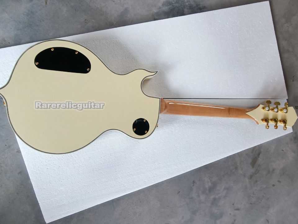 Wylde Audio Cream and Black Design Electric Guitar Skull Graphic, EMG Pickups, and Grover Tuners