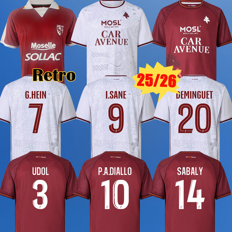 25 26 FC METZ Soccer Jerseys Vintage UDOL 2024 2025 NDUQUIDI G.HEIN I.TRAORE I.SANE P.A.DIALLO SABALY I. GUEYE maillot de foot ASORO DEMINGUET football shirts men uniforms