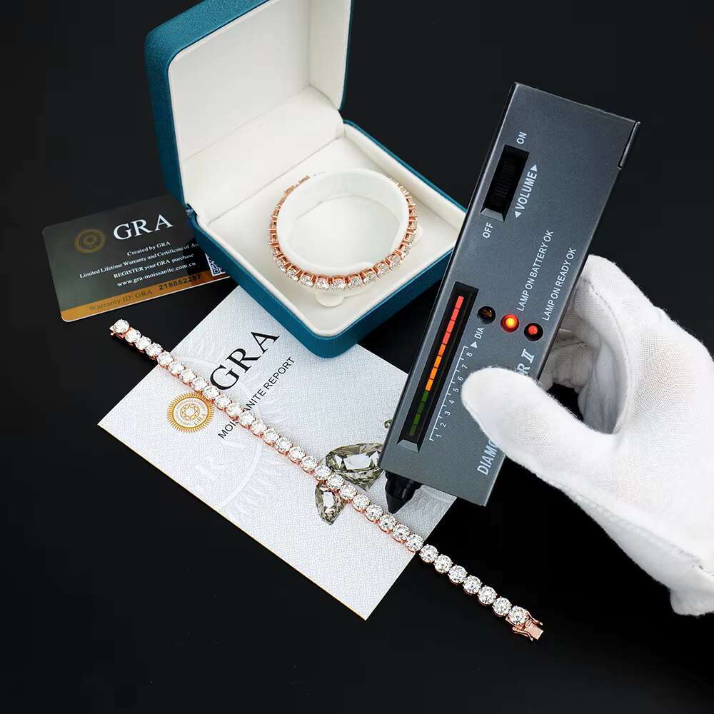 6mm VVS Moissanite Dia Tennis Bracelet Fashionable Rose Gold Sterling Sier Lab Grown Mossanite Jewelry for Women Gift