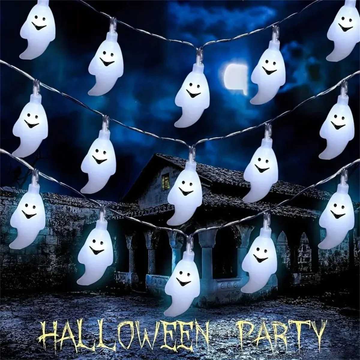 LED light string Halloween ghost lights festive party atmosphere decoration glowing ghost festival scene arrangementXJ250710