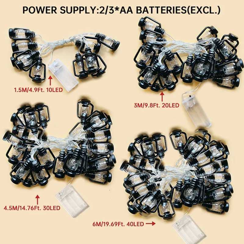 10/20/30/40 LED Lantern String Lights Mini Kerosene Lamp for Outdoor Patio Garden Holiday Wedding Party Christmas Decorations XJ250710