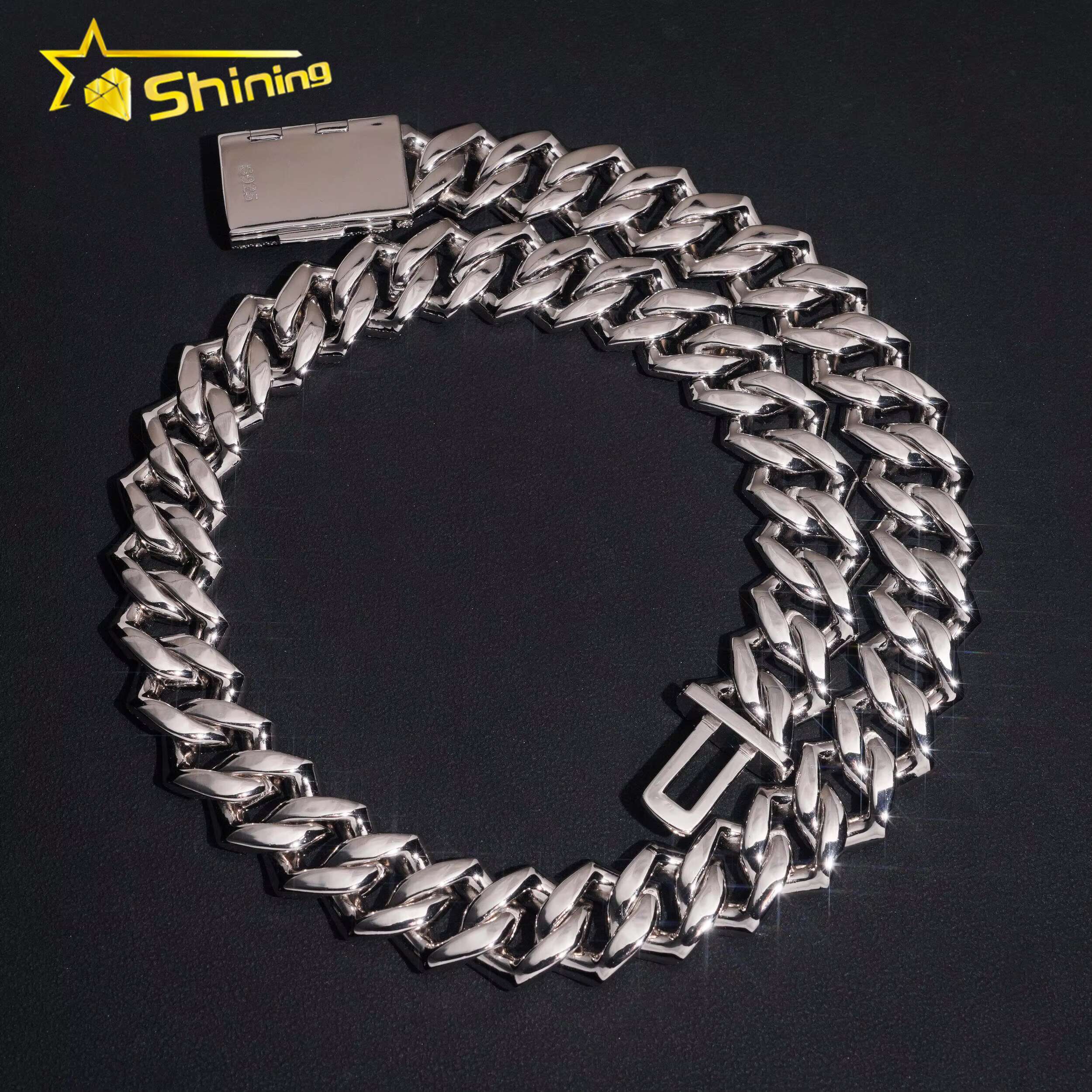 2025Hip Hop Jewelry 18mm 4 Rows Chain 925 Sterling Silver GRA Certificate Iced Out Necklace Moissanite Cuban Link Chain