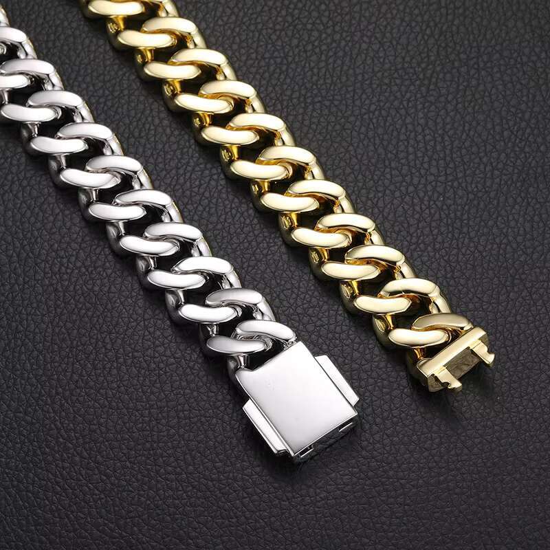 18mm Triple Row CZ Cuban Link Chain for Men Thick 18K Gold Plated Hip Hop Necklace High Quality Streetwear Jewelry Wholesale