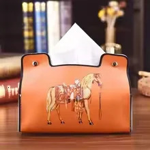 Lanjia Leather Tissue Box European Retro Style Waterproof Napkin Holder Bathroom Car Living Room Coffee Table Universal Storage D Ce D