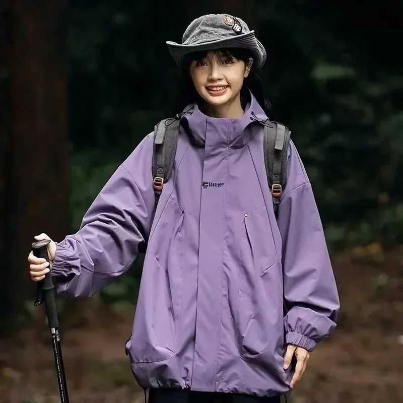 Autumn Outdoor Hooded Windbreaker Jacket For Men 2024 New Waterproof Hiking Bomber Jackets Womens Trekking Softshell Coats W250711