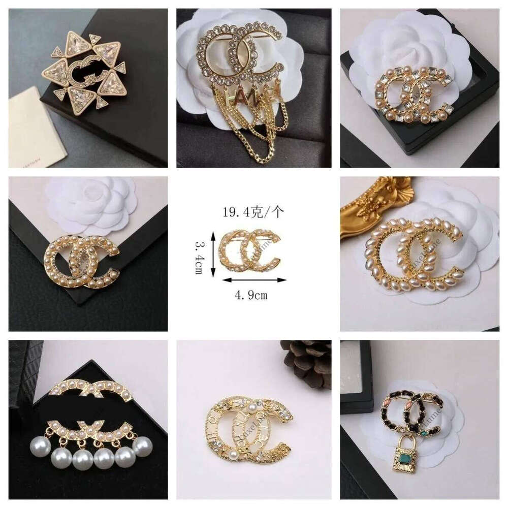 designer jewelry luxury cc Brooches Women Rhinestone Letter Brooches Designer Crystal Pearl Brooch Suit Laple Pin Metal Fashion Jewelry Accessories 20st cl ch