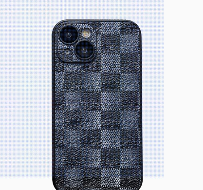 phone case, grid, trendy leather, suitable for all-inclusive protective case, men's and women's high-end checkerboard 250711