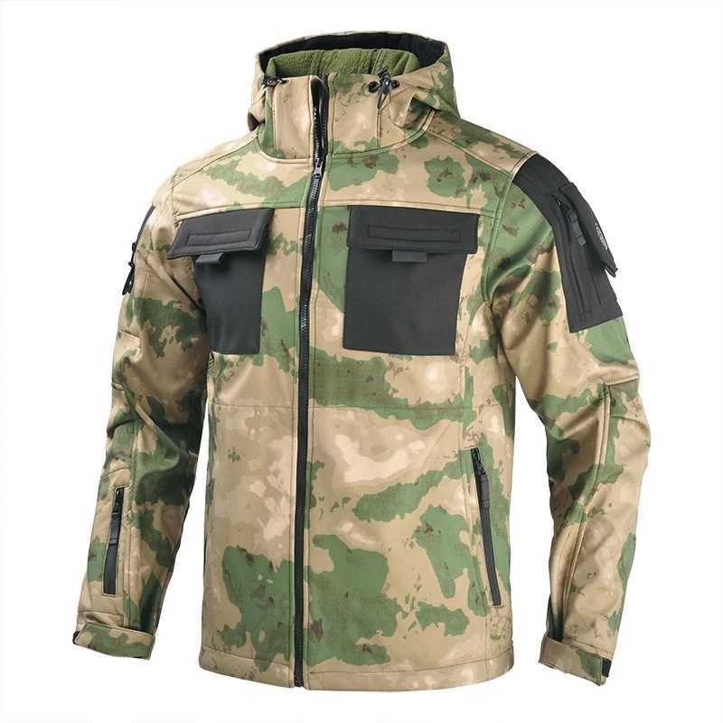Winter Waterproof Tactical Jacket Soft Shell Russia Camo Military Combat Fleece Coat Outdoor Multi Pocket Hiking Climbing Jacket W250711