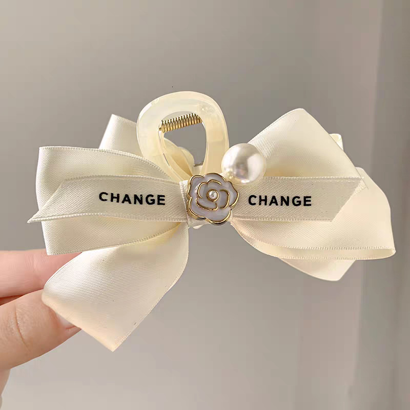 Elegant Bowknot Pearl Hair Clip for Women Large Size for Thick Hair Shark Clip Claw Clip Hair Accessory 250711