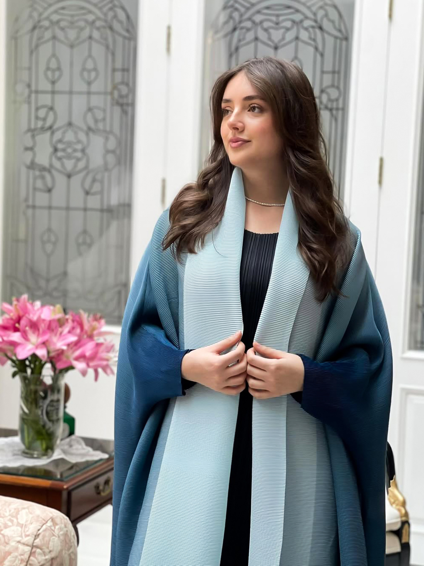 Women's Outerwear & Coats Middle Eastern gradient printed pleated robe Coats